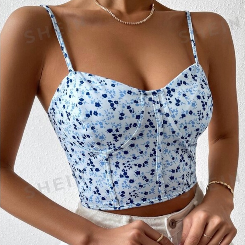 Blue Flower Tank Top